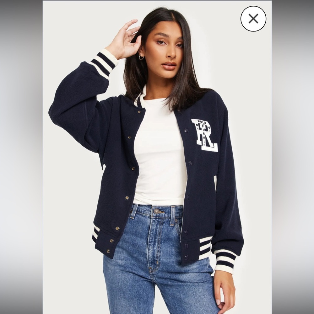 Ralph Lauren polar fleece reversible Varsity bomber Jacket - Picture 2 of 16